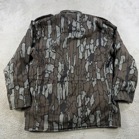 Vintage Duck Bay Jacket Mens Small Trebark Camo Hunting Full Zip Snap Outdoor - Picture 7 of 8